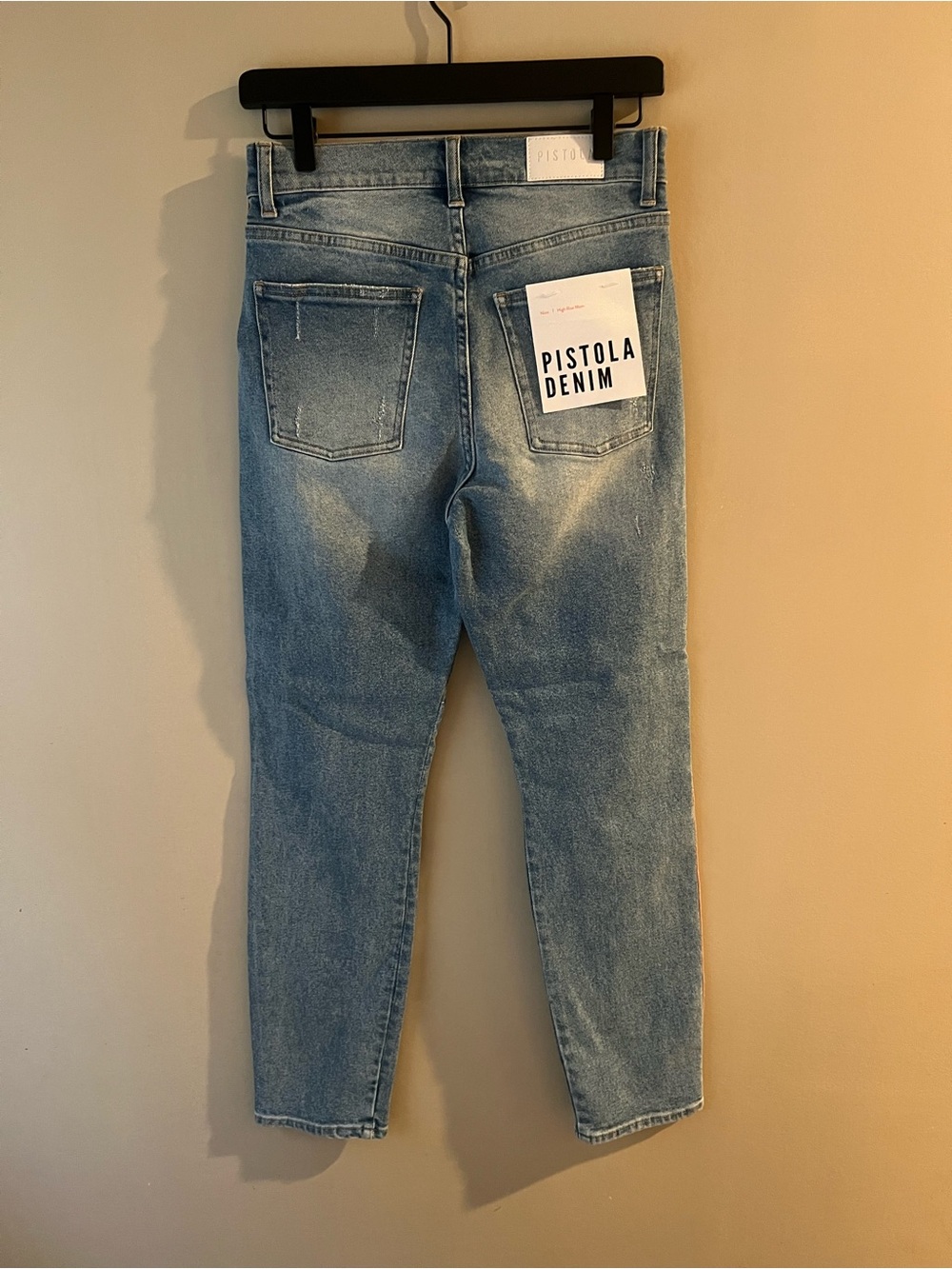 pistola Light Wash High-Rise Jeans with Pink & Navy Side Stripes - Picture 3 of 4